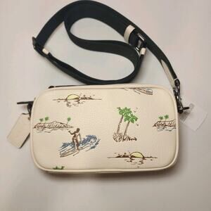NWT COACH CBI35 Jayden Crossbody Bag Surf Print Refined Pebble Leather Chalk